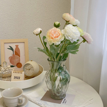 Romantic Palace Tinting Wind Decoration Pendulum Pieces Dew Lotus Arched Vases Living Room Bedroom Famous and emulated flower peony retro