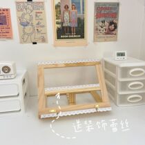 * SILK SMALL THINGS * Wood minimalist computer bracket iPad flat bracket chasing down with adjustable angle folding frame