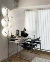 Simple modern glass table stainless steel pipe writing desktop desktop desktop desktop desktop desktop desktop desktop study