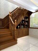 Factory direct solid wood stairs custom-made Villa leap floor attic railings wooden handrail bay window balcony guardrail step Board