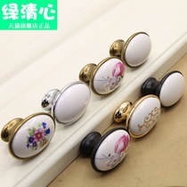 Shoe cabinet wardrobe drawer cabinet ceramic pastoral black and white oval single hole handle Chinese modern simple Factory Direct