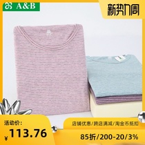  AB underwear autumn and winter striped round neck far infrared pull hair womens thermal underwear set autumn clothes autumn pants K180