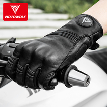 Modowolf Motorcycle Riding Gear Genuine Leather Spring Summer Gloves Wind Shield Locomotive Warm Retro Anti-Fall Touch Screen Man