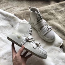 Hu Yitian Wu Bai star with the same joint thick-soled high-top shoes womens real leather mesh increased couple sports daddy shoes
