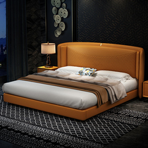 Light luxury simple zhen leather bed master nuptial bed 1 8 meters double Nordic king modern minimalist small ruan bao chuang