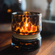 Han handmade art glass small vase flower wax Cup candle holder tortoise color decorative ornaments desktop pen holder storage