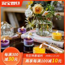 Han round glass multi-color small candle birthday wedding dinner candlelight smokeless boiled tea scented tea 4 7 hours