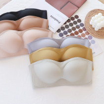 Jelly strip 丨 Bundy cover strapless latex bra bandeau summer thin section without steel ring non-slip underwear women