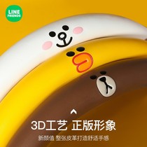 Car steering wheel cover brown bear cotton and linen Four Seasons Universal handle cartoon non-slip round plush D style