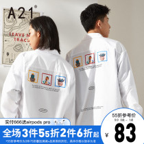A21 Mens Loose Lapel Long Sleeve Shirt 2021 Autumn New Mens Tide Brand Shirt Couple Cotton