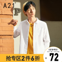  A21 mens white shirt 2020 autumn new shirt mens long-sleeved cotton casual mens slim jacket blue