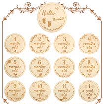 Baby Monthly Wooden Cards 26 Design 13 Pieces New