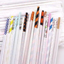 Paper straw independent packaging Creative party decoration Wedding decoration Color environmental protection single film package disposable straw
