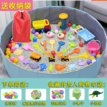 Children play sand sand pool toy set Cassia imitation porcelain beach toy baby sand digging tool folding fence
