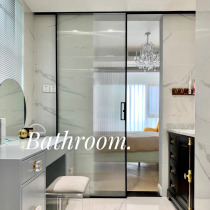 Custom kitchen bathroom toilet narrow edge single fan sliding door hanging rail Black frosted glass bathroom hanging sliding door
