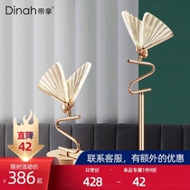 Light luxury All copper butterfly lamp Warm bedroom bedside lamp postmodern net red ins Romantic creative floor lamp