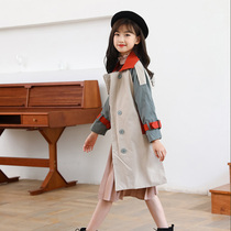 Girl Net red coat foreign atmosphere children autumn clothes 2021 New jacket coat childrens color waist windbreaker