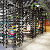 Wine rack partition creative restaurant wine cabinet card holder decoration screen industrial wind bar iron wine rack display rack