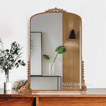  European-style light luxury dressing table mirror Palace carved old entrance bathroom toilet wall-mounted decorative mirror Full-length mirror