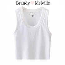 BrandyMelville short cotton ribbed white vest female slim body with BM Suspender top female summer tide