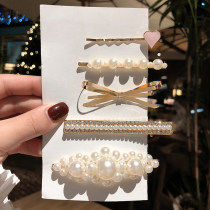 Korean ins Pearl hairclip edge clip girl back of head ear hairpin clip headgear one-word clip simple hairpin