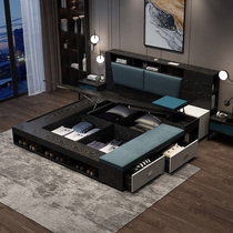 Multifunctional high box storage bed Tatami bed Modern minimalist 1 51 8m double bed Nordic board bed Master bedroom