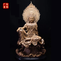 Cliff cypress root carving beauty ornaments Guanyin Guan Gong flowers and birds gloomy wood Golden silk Nan Sandalwood agarwood acid branches Large wood carving