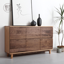 Wood planting life] Log black walnut oak Nordic Japanese full solid wood furniture Tea cabinet storage dining side cabinet