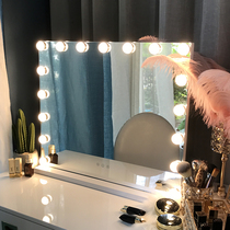 Cosmetic mirror desktop LED light Net Red large bulb with lamp home dressing ins bedroom desktop wall mirror