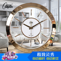 Kangba silk wall clock Living room bedroom European modern creative clock Three generation movement silent radio clock