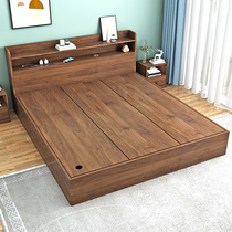 Tatami double high box storage bed Solid wood simple modern bed 1 5 meters 1 8 meters board multi-function bed rental