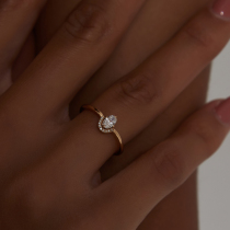 Modern love homemade 18K gold inlaid 20-point diamond ring before 6 am