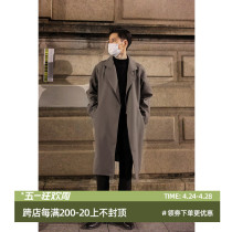 Windcoat men and autumn Korean edition of medium and long coat light-cooked wind mens high-sense relaxed leisure coat men