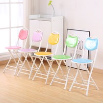 Folding chair Stool backrest chair Small round bench Simple student dormitory household dining chair Portable fashion balcony chair