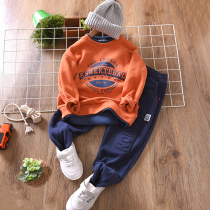 Boys autumn suit childrens clothing 2021 new spring clothes fried street foreign atmosphere middle and big boy handsome long pants tide