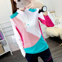 Outdoor fast drying women long sleeve T-SHIRT absorbent breathable sunscreen hiking sports leisure square dance quick-drying
