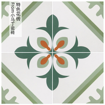 Nordic retro green small fresh tiles American bathroom floor tiles Balcony kitchen tiles Bed and breakfast bar entrance