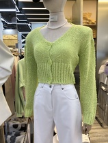 WANT Korea East gate 2022 Spring new fashion V collar slim fit 100 lap long sleeve sweater woman