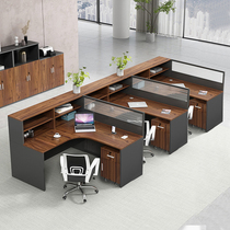 Type L Desk Chair Composition Staffs Brief Modern Double 4 People Position Screen Office Staff Partition station cassette