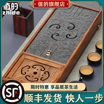 Huanghuali solid wood tea tray Kung Fu tea drawer type water storage type double use tea table small household Wu Jinshi tea sea