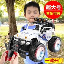Oversized alloy remote control police car toys off-road four-wheel drive Jeep charging electric car model boys and children gifts