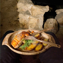 kupilka Finland Nordic style outdoor wooden dinner plate bushcraft dew camping tableware free storage bag leather rope