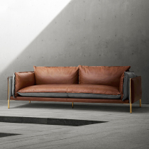 Nordic Office Sofa Tea Table Composition Suit Brief Business District Reception Room Industrial Wind Genuine Leather Extreme Brief Trio