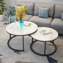 Nordic marble tea table modern large small family style minimalist composition tea table living-room round tea table simple small table