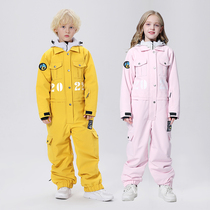 RAWRWAR childrens ski suit set for boys and girls overalls waterproof cotton and warm skiing equipment