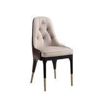 Yako Stan Wujin Wood Cowhide Solid Wood Dining Chair Modern Solid Wood Light and Luxury Texture