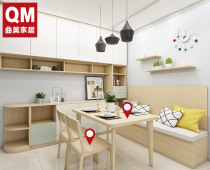 Qu Mei Home Modern Light Nordic One Table Four Chair Dining Room Furniture Small Family Type Square Table Dining Table And Chairs Combination