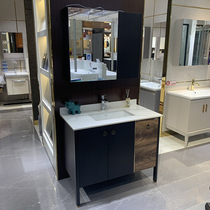 Huida solid wood bathroom cabinet rubber wood multilayer solid wood ceramic one-piece basin HFL0405-8161E