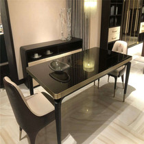 Yaku Sdanu Gold Wood Buffalo Leather Solid Wood Dining Table Modern Solid Wood Light And Luxurious Texture