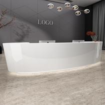 Office front desk white painted front desk curved reception desk cashier counter reception hall creative bar